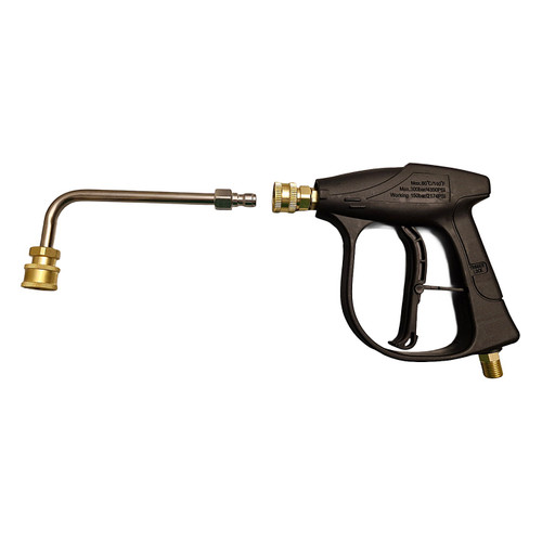 لنس و تفنگی مدل کوپلینگی رزوه شلنگخور کوچک با لوله سرکج ۴۰ سانتی زاویه ۹۰ درجه با ۱ عدد نازل اضافی