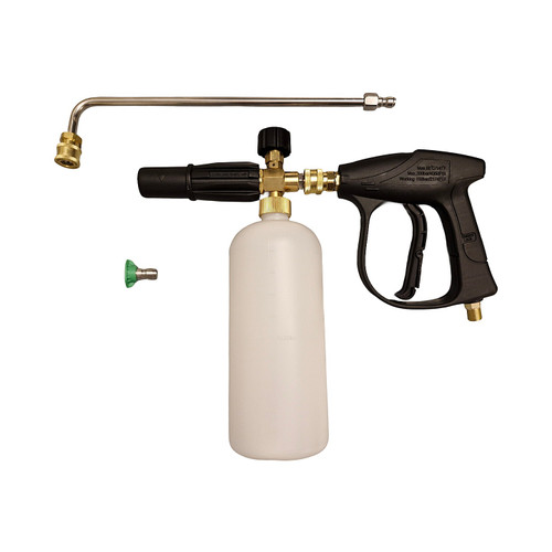 لنس و تفنگی رزوه شلنگخور کوچک و فومپاش بهمراه نازل و لوله سرکج ۹۰ درجه ۲۰ سانتی