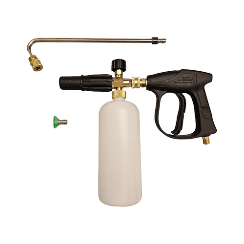 لنس و تفنگی رزوه شلنگخور کوچک و فومپاش بهمراه نازل و لوله سرکج ۱۱۵ درجه ۲۰ سانتی