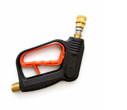 لنس و تفنگی رزوه شلنگخور بزرگ کوپلینگی با لوله سرکج ۱۱۰ درجه ۲۰ سانتی بهمراه ۱ عدد نازل پاشش کاردکی